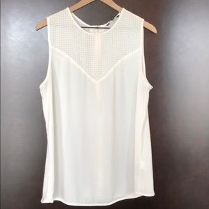 Cream blouse tank top with small dot accents